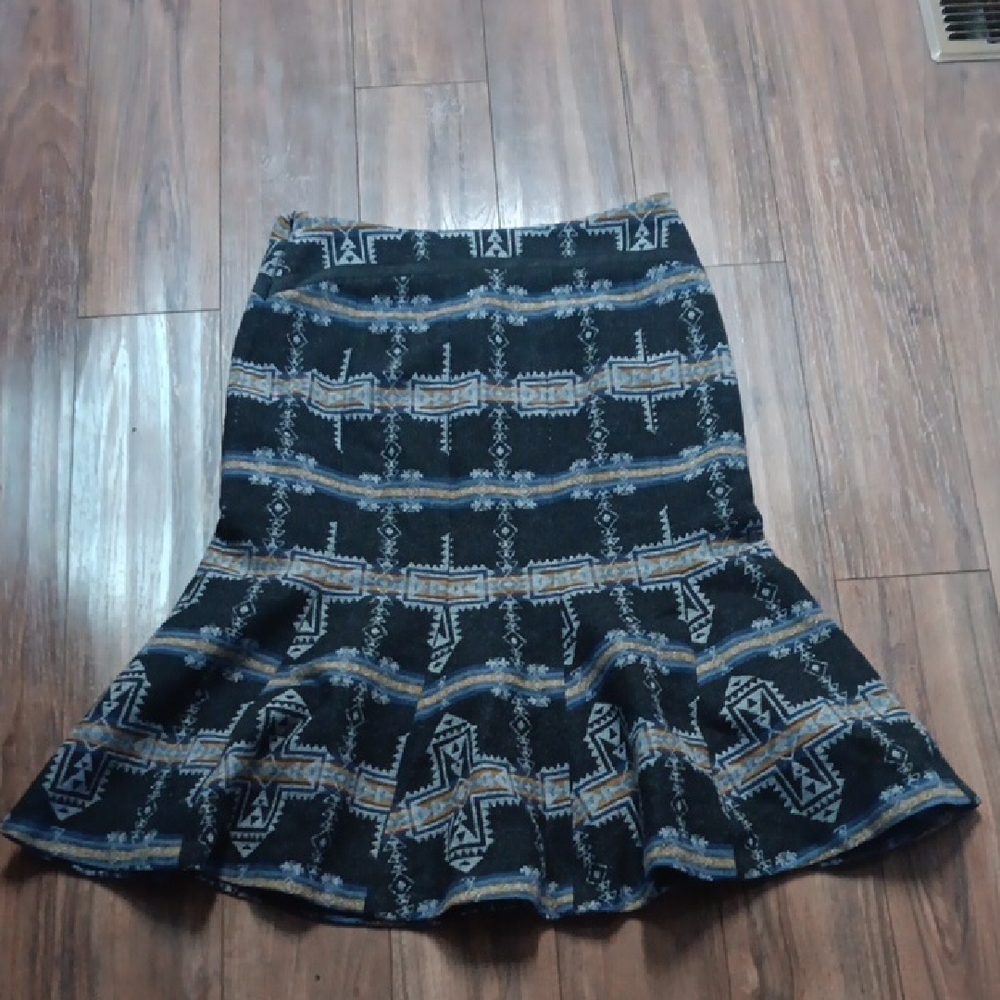 Pendleton Black And Blue Patterned A-Line Skirt - image 1